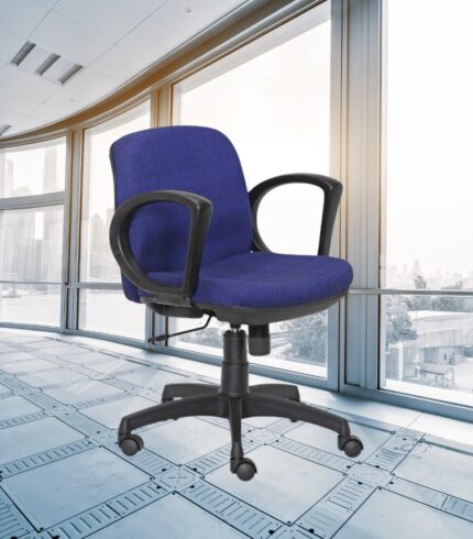 VJ-1023-Crepe Mesh Low Back Executive Chair In Dark Blue Color