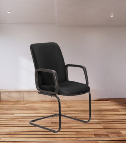 VJ-1117-Fixed Base Fabric Medium Back Chair In Blue Color