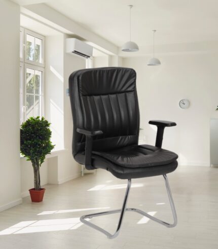 VJ-1137-Visitor Chair With Adjustable Armrest In Black