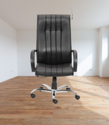 VJ-1142-High Back Office Chair With Chrome Wheelbase In Black Color
