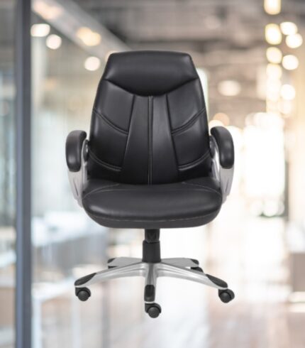 VJ-1329-Mid Back Wide Backrest Office Executive Chair In Black Color