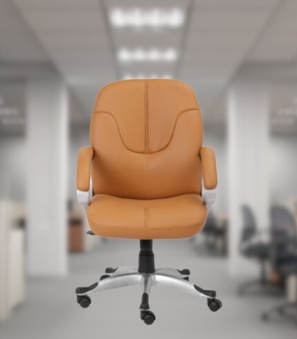 VJ-1334-Leather Mid Back Executive Chair In Peach Color