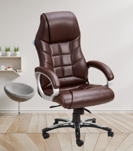 Dark Brown High Back Leather Revolving Office Chair