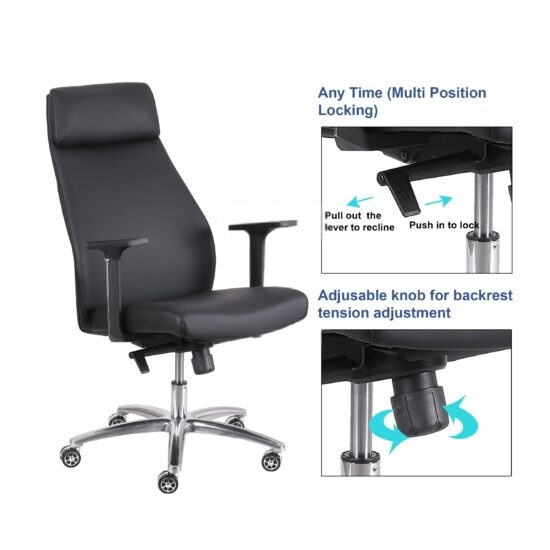 High Back Leatherette Office Chair Black