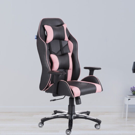 High Back Leatherette Gaming Any Time Chair Black & Pink